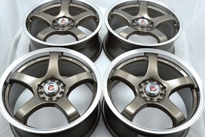 Set of 4 New 18x8 DDR Fuzion Bronze Machined Lip 18" Wheels Rims 5x100 5x114.3 - Picture 1 of 3
