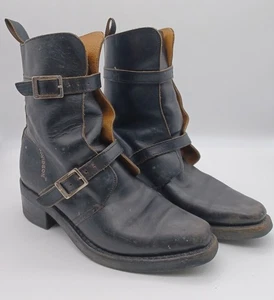 Harley Davidson Women's Leather 2-Buckle Boots US Size 7.5 Italy Pre-Owned - Picture 1 of 5
