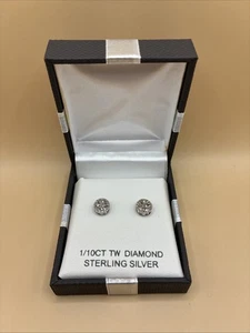 Runde Ohrringe/Ohrstecker 1/10 kt TW Diamant & Sterlingsilber - Bild 1 von 8
