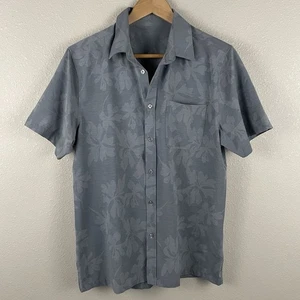 Vuori Herren M Dusty Blue Plumeria Print Bridge Button Down Kurzarm Hemd - Bild 1 von 6