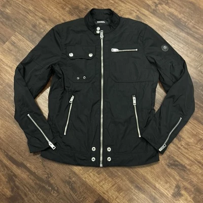 Diesel Black Lightweight Jacket Zippers Metro Moto Women’s Size S - Image 1 of 4