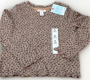 NEU Cat & Jack Mädchen Leoparden Shirt Print Größe 4T Langarm - Bild 1 von 4
