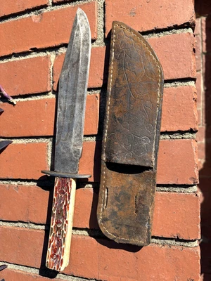 Cuchillo Bowie 9.5" Hoja de Acero al Carbono Edgemark Brasil 22-509 + Funda De Colección Foto 1 de 4