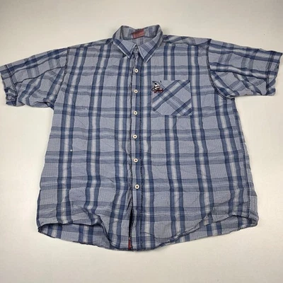 VTG Y2K Shady LTD Shirt Mens XL Blue Plaid Button Embroidered Cotton Eminem Rap - Image 1 of 4