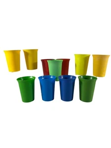 Vintage Tupperware Childrens Bell Tumblers Colorful Lot 11 Cups 7 oz - Picture 1 of 8