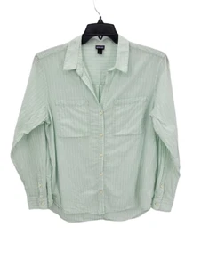 Top Patagonia para mujer medio verde a rayas transparente manga larga abotonada orgánico - Imagen 1 de 11