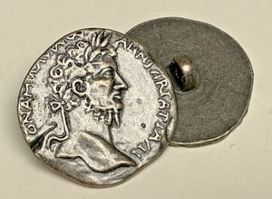 buttons Roman coin silver tone 1" 5pcs - Picture 1 of 5