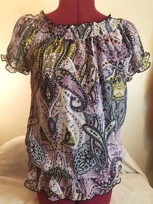 IZ Byer Blouse Junior Size M Girls Paisley Short Sleeve Top - Image 1 of 4