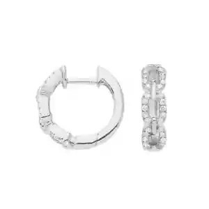 Diamant G-H/SI 0,25ct Runde Brillantschliff Panzer Huggies Ohrringe 9ct Weißgold - Bild 1 von 6