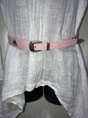 3D Pink Faux Leather Belt Silver Metal Conchos Aztec Equestrian SZ M - Image 1 of 4