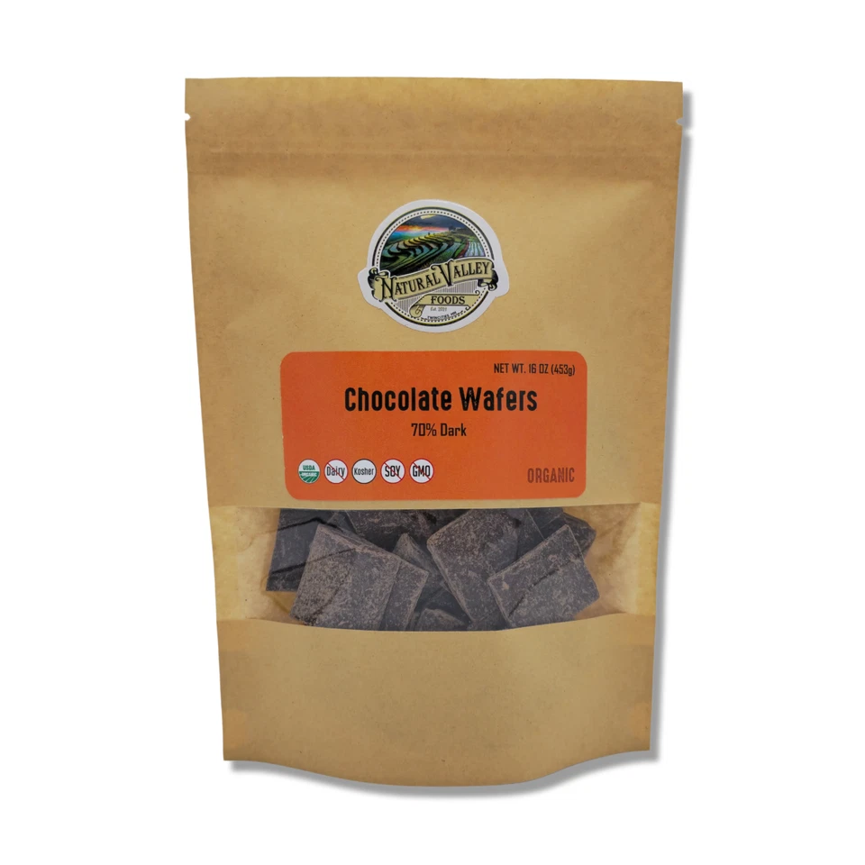 Organic 70% Dark Chocolate Wafers – 1 lb – Fair Trade & Rich - Image 1 of 1