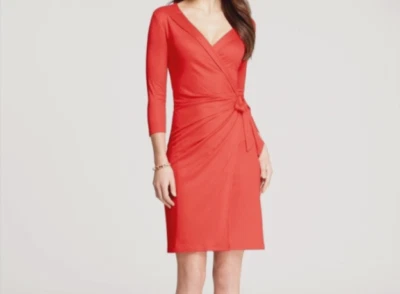 ¡Nuevo sin etiquetas!  Vestido cruzado rojo Ann Taylor talla M Foto 1 de 4