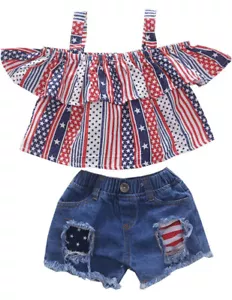Girls American Flag Outfit Size 5T PERFECT FOR 4th Of JULY!! Memorial/Labor Day - Picture 1 of 13