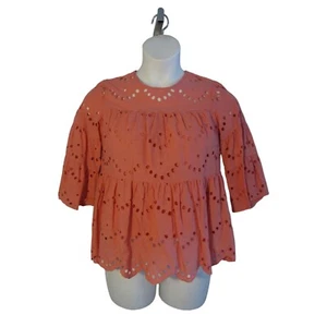 Blusa Camisa Top Simply Southern M Rosa Piña Ojales - Imagen 1 de 3