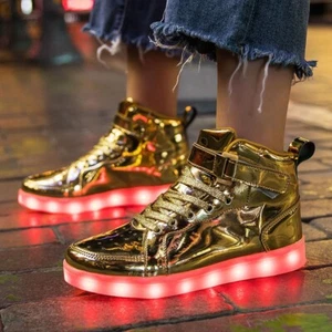 Kid's shoes Boys Sneaker Children Fashion Casual LED Lighted Golden Boots - Picture 1 of 9