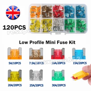 120Pcs Car Auto Low Profile Micro Blade Mini 5A-30A Fuse Assortment Kit 12V/24V - Picture 1 of 10