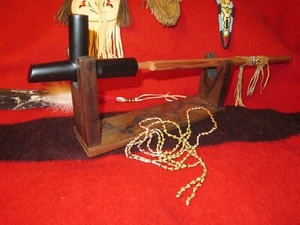 Friedenspfeife Plains heilige Indianer 24" Steatitpfeife und Ständer Perlenstiel - Bild 1 von 10