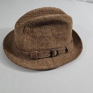 Vintage Stetson Fedora Hat Size 7 Brown Tweed Lined - Picture 1 of 9