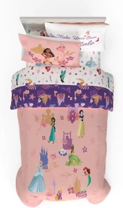 Disney Princess Reversible Comforter and Sheet Set, Twin, 4-Piece Bedding Set - Picture 1 of 7