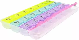 Pill Box Weekly 7 Day 28 Compartment Tablet Organiser Medicine Storage Dispenser - Picture 1 of 8