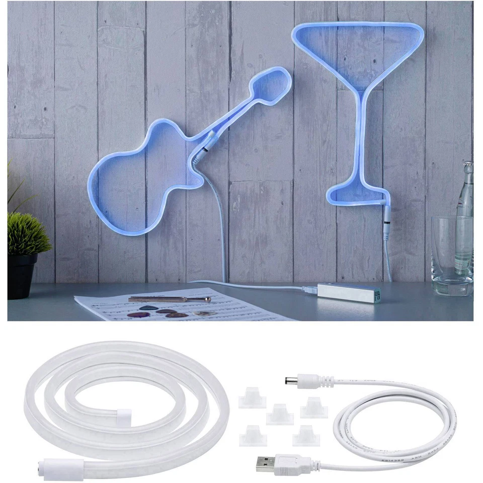 Paulmann 70564 Striscia LED 1m Pieghevoli Blu Neon USB Potenza Comodo Montatura - Immagine 1 di 1
