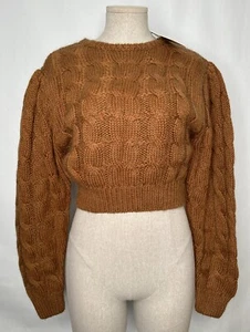Suéter tejido con cable camel MUSIER Paris talla 36 nuevo con etiquetas - Imagen 1 de 8