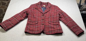 VTG L.L. Bean Womens Blazer Sz 16 Wool Blend 3 Button Multi-Color Plaid - Picture 1 of 6