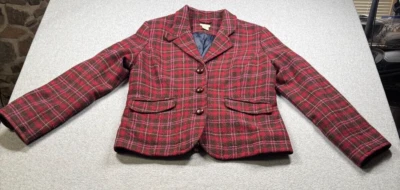 DE COLECCIÓN L.L. Blazer Bean para mujer talla 16 mezcla de lana 3 botones multicolor a cuadros Foto 1 de 4