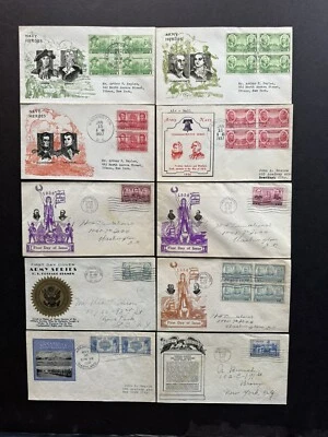US 1936-37 FDC Set +Army-Navy #785-794 +Set of 10 Covers +All with Cachets - Image 1 of 2