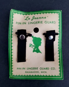 Vintage La Jeanne Pin-In Lingerie Guard Black Cotton 1 Pair USA - Picture 1 of 3