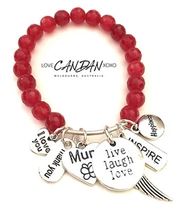I Love You Mum Gift Bracelet Happiness Inspire Thank You Angel Wings Charms - Picture 1 of 4