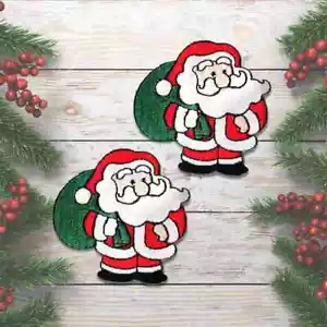 Santa Patches (2-Pack) Christmas Embroidered Iron On Patch Appliques - Picture 1 of 3