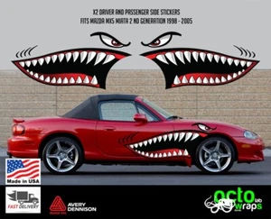 fit mazda mx5 miata racing side shark decal stickers accessories parts hard top - Picture 1 of 3