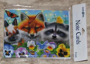 LEANIN TREE Cute Rabbit, Fox, Raccoon~Pack of 8 Notecards #35666~Blank Inside~ - Picture 1 of 3