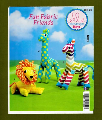 Plush Zoo Animals Sewing Pattern, Lion, Zebra, Giraffe, Great Gifts~Kwik Sew 211 - Image 1 of 4