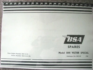 BSA B40VS 440cc 1968 VICTOR SPECIAL MODELS PARTS BOOK MANUAL 00-5142 BP63 - Picture 1 of 2