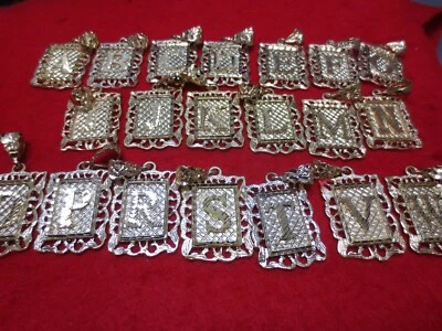 14KT GOLD EP ALMOST 2 INCH FRAMED LETTER H EXTRA LARGE SQUARE INITIAL CHARM - Image 1 of 2