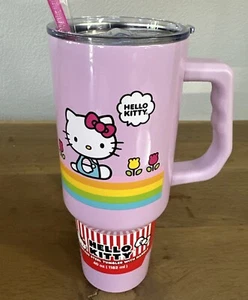 Hello Kitty 40oz Stainless Steel Tumbler W/Handle Pink NEW - Picture 1 of 5