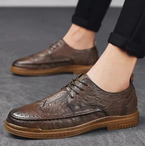 Mocassini uomo Casaul rotondi stringati brogue morbidi Oxford décolleté quotidiane - Foto 1 di 7