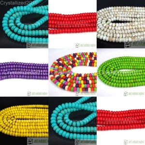 White Blue Green Red Yellow Purple Howlite Turquoise Gemstone Rondelle Beads 16" - Picture 1 of 43