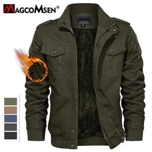 Men's Winter Cargo Jackets Fleece Thick Bomber Jacket Work Cotton Casual Coats - Picture 1 of 42
