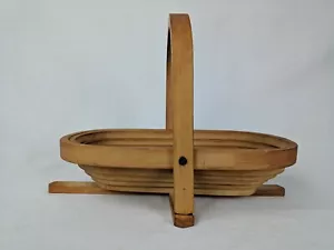 CESTA DE MADERA PLEGABLE HECHA A MANO DE COLECCIÓN Y MUY ÚNICA ARROZ ""MADERA Y FIBRAS - Imagen 1 de 10