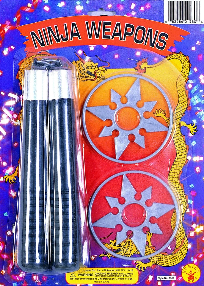 RUBIES NINJA WEAPONS ASSORTMENT OF NUNCHUCKS & NINJA STARS COSTUME ACCESSORY Foto 1 de 1
