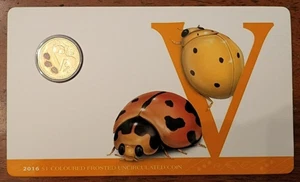 Australia $1 One dollar coin 2016 ALPHABET Coloured Frosted V - LADYBIRD - Picture 1 of 4