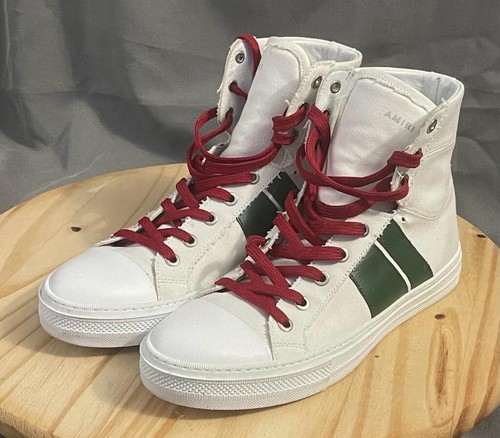AMIRI SNEAKERS Sneakers AMIRI Sunset Hi Top in tela bianche EUR taglia 42 o US 9 MSRP $700 ITALIA