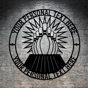 Letrero de metal personalizado con nombre de amante de los bolos. Regalo de decoración de pared de boliche personalizado - Imagen 1 de 10