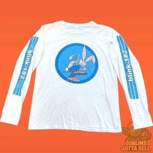 Vintage 90s Blink 182 Bunny Rabbit Long Sleeve Graphic TShirt White Pop Punk Tee - Picture 1 of 5