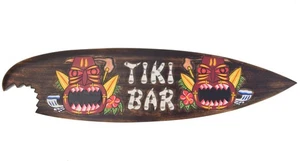 Holzschild 100cm  mit Tiki Bar Motiv Wandmaske Paradise Surfbrett Surfboard - Bild 1 von 8