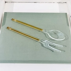 Servizio forchetta e cucchiaio vintage Art Deco Moser ambra e vetro trasparente giallo - Foto 1 di 4