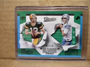 2018 Classics Aaron Rodgers Matthew Stafford Clashes Blue #1/10 Packers Lions JC - Bild 1 von 3